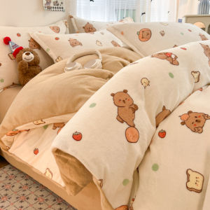 Thickened Milk Velvet Bedding Single Piece 150x200x230 Winter Fleece Childrens Quilt Cover Dormitory Bedding Three-piece Set