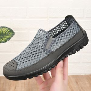 Mens Casual Slip-On Shoes Breathable Mesh Anti-Slip Driving Shoes Comfortable Soft Bottom Summer Work Shoes Dad Sandals