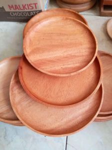 PIRING KAYU MAHONI 10-30 CM PIRING SAJI KAYU PIRING SAJI MAKAN FIN. FOODGRADE MAHONI