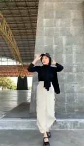 Dandelion Rok Cargo Serut Korean Skirt Style Polos Katun Santai