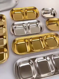 Sauce Plate - Stainless Steel Multi-Compartment Serving Dish with Separate Sections for Sauces -Keimav