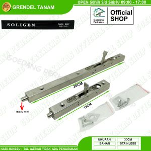 Grendel Tanam Stainless Steel 12 Inch Slot Pintu Tanam Soligen