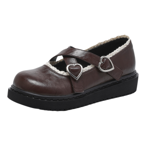 Josiny | Platform Buckle Ankle Strap Mary Jane Flat Shoes