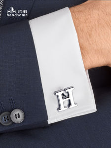 English Letter Cufflinks Pure Metal Silver Cufflink Bridegroom Gift French Shirt Cufflinks Pairs Can Choose Different