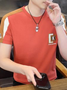 HENGYUANXIANG | Hengyuanxiang Mens Summer T-Shirt Short Sleeve Casual Breathable Patchwork Color Loose Fit Round Neck Cotton Polyester Blend