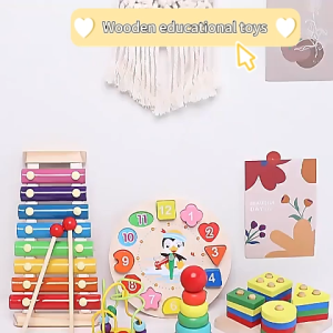 【SG Stock】Montessori Educational Toys Wooden Puzzle Bead Wire Maze Roller Coaster Abacus Toys For Kids早教益智玩具小绕珠八音琴闹钟儿童敲琴