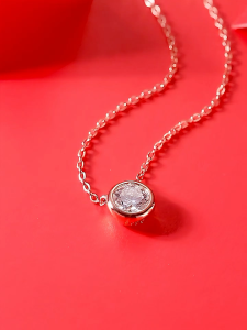 Sylarose 1 Carat Bazel Moissanite Necklace D color VVS1 Lab Grown Diamond Necklace for Women 925 Sterling Silver Wedding Jewelry