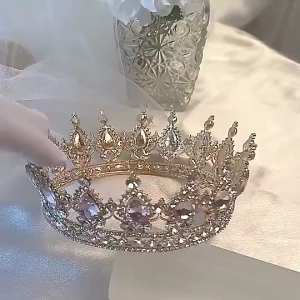 Luxury Queen Crown Royal King Crown Metal Round Pageant Wedding Birthday Prom Tiara Full Headpieces