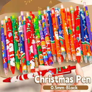 12Pcs Christmas Theme Pen Stationery Kawaii School Supplies Black Ink Pen 0.5mm School Stationery Office Suppliers Ball Pen Kids Gifts