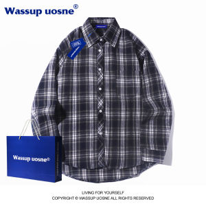 Wassup American Retro Plaid Shirt Men and Women Autumn New Design Sense Niche Style Couple Clothes Shirt Coat Fashion