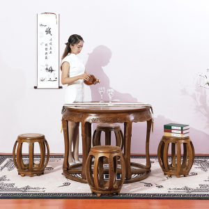 Rosewood Furniture Door Frame Small round Table Household Small Apartment Solid Wood Chinese Dining Table and Chair Antique Semicircle Pergola Side Table