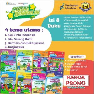 Buku Cerdas Berakhlak Kurikulum Merdeka untuk RA & BA Kelompok A dan B isi 8 buku - Lingkar Media Usia 4-5 dan 5-6 Tahun.