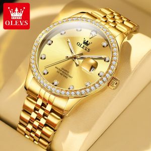 OLEVS Watch Men Waterproof 2024 New Style Original Fashion Business Stainless Steel Calendar Luminous Quartz Watch (1 Year Warranty)
