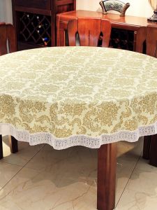 Waterproof Oil-resistant Wash-free Plastic Tablecloth round Dining Table Mat Art Home Restaurant PVC Circular Tablecloth
