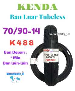 KENDA BAN LUAR TUBELESS 70/90-14 KODE K488 70 90 14 RING 14 BAN MOTOR TUBLES MURAH BAN DEPAN MOTOR MIO