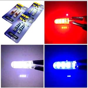 4 PCS Lampu Sen Jelly Kedip LED T10 6 Mata / Paket Bohlam Lampu Sein Variasi Sepeda Motor SEN Jelly LED T10 SEIN Reting Motor Flash Stobo - BIRU