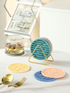 Nordic Style Silicone Heat Resistant Coaster round Shape Office Anti-Slip Tea Pot Cup Mat High Temperature Resistant Table Mat