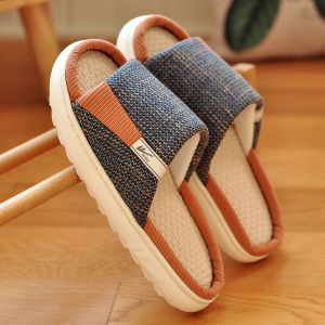 Dép Vải Lanh Mùa Xuân Cho Nam Đế Dày Chống Trượt Trong Nhà Thoáng Khí Thoáng Ngón Dép Lê Đế PVC Thấm Hút Ẩm