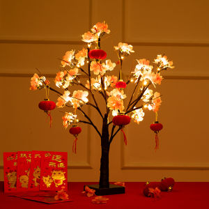 Luminous Peach Blossom Tree New Year Spring Festival Decoration Counter Top Decoration Opening Ceremony Wealth Tree Business Prosperity
