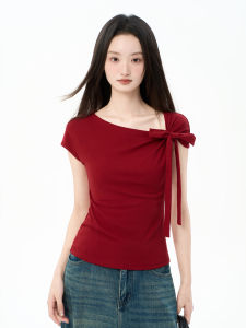 iiiamx | Off-Shoulder White Slim-Fit T-Shirt Female Summer Short Sleeve