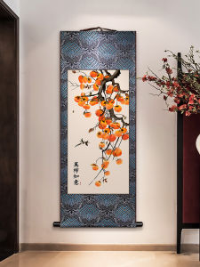 New Chinese Style Decorative Scroll Painting Vertical Version for Entrance Hall Living Room Tea Room Study Restaurant Wall Art