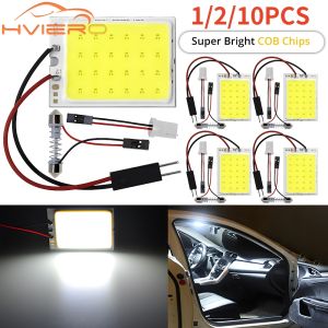 1/2/10PCS Cob 16 24 36 48SMD White Reading Lamp Led T10 Car Parking Bulb Auto Interior Panel Light Festoon License Plate Light