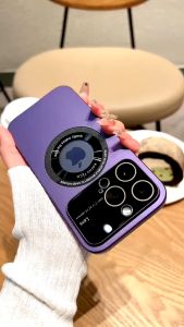 Hard Case Magnetik Support Magsafe Wireless Charging Phone Case Lubang Magsafe Big Window Jendela Besar Ring Lensa Kamera Kompatibel Untuk Iphone 15 iphone 15 Plus iphone 15 Pro iphone 15 Pro Max