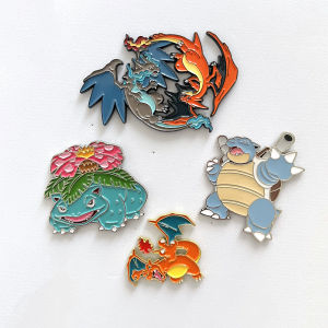 4 Pcs cute cartoon creative personality pocket monsters Badge Animated character Enamel brooch Mens and womens Bag Accessories