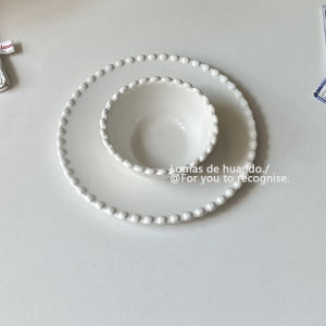 Phong Cách Scandinavia Đĩa Sứ Ins風 Pasta Chén Ăn Viền Ngọc Trai Bát Tráng Miệng Trà Chiều Bánh Tròn Đĩa Dẹt Dành Cho Người Lớn