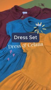 Nadókido Dress Set / Baju Gaun Setelan Anak Cewe Bayi Polos (0 - 3 Tahun)