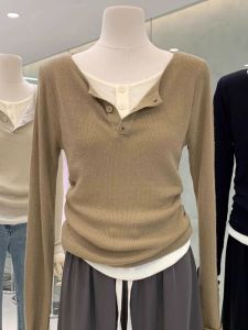 HUOLISI | Elegant Knitted Long Sleeve T-Shirt Slim Fit