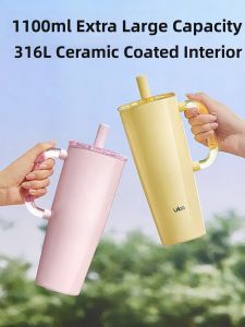 UKA | Large Capacity Insulated Straw Cup Stainless Steel Ceramic Lining