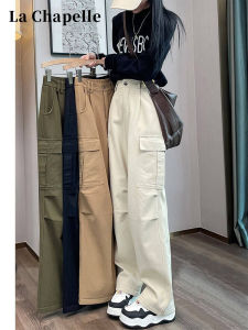 High Waist Fleece Lined Straight Leg Workwear Pants for Women Autumn Winter Wide Leg Trousers Commute Style Korean Version