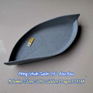 Piring Lekuk Sushi 14" Stone Series Melamine - Golden Dragon P7414A