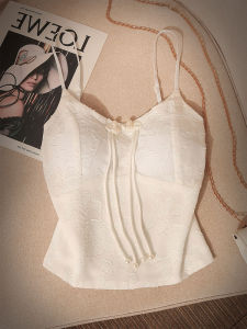 New Chinese Style Buttoned Strap Womens Camisole with Chest Pad Slimming Vintage High-End Unique Strapless Top Polyester Spandex Blend Short Length Solid Color