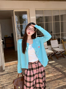 Knit Cardigan Korean Style Early Autumn Outfit Dopamine Color