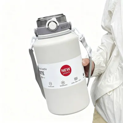 Bình Nước Giữ Nhiệt Bằng Thép Không Gỉ Dung Tích Lớn 800ml/2000ml Có Tay Cầm Và Ống Hút Chống Rò Rỉ Bình Giữ Nhiệt Chân Không Dùng Cho Thể Thao Và Hoạt Động Ngoài Trời