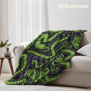 Beast Kingdom | Bug Moth Pattern Soft Warm Flannel Blanket Lightweight Cozy Christmas Halloween Home Decor Room