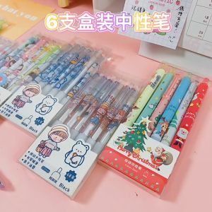 6pcs/ set Cute Cartoon Ballpoint Pen Dinasour Gel Pen 0.5mm Press Type Gel Pen Kawaii Writing For Student School Office