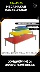 Meja Makan Kanak-Kanak Segi Empat PRA-75180 | Meja makan Tadika Prasekolah Taska Nursery