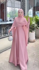 ชุดเดรสอิสลามสำหรับผู้หญิง รุ่นทิชาทรงบานพร้อมผ้าคลุมไหล่ แฟชั่นมุสลิม ชุดเดรสทรงบานใส่ออกงาน สวยมาก ชุดใส่รายอ เดรสใส่งานแต่ง Fashionmuslim