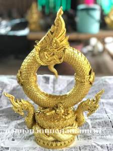 บ่วงพญานาคราช ฐานพญานาคบันดาลทรัพย์ มวลสารแร่เหล็กน้ำพี้ ฐาน 4.5 นิ้ว สูง 14 นิ้ว