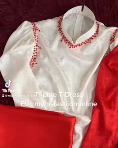 Sét áo dài kết nút ngọc chất gấm tơ mặc duyên dáng nhẹ nhàng TRIPBLE T DRESS - size S/M/L/XL - MS01Đ