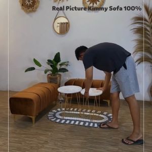 Sofa Bench Lusiana Premium Mewah Bahan Bludru / Suede Import kaki Stenless