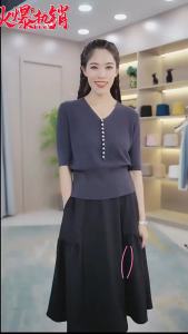 <1220> Cạp Cao Viền Rộng Khí Chất Áo Len Tay Lỡ Tay Áo Màu Trơn V Áo Dệt Kim Cảm Giác Thiết Kế Cổ Áo Nữ Chui Đầu Tôn Dáng