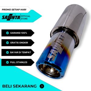 Knalpot Racing Mobil HKS Gronel Ujung Stainles Suara Bass 33cm Blue