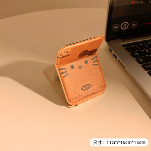 Cute Portable Desktop Makeup Mirror Folding Compact Travel Size Vanity Mirror for Girls Dormitory Mirror Hairbrush Holder