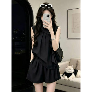 LIRUSHAN | Stylish Black Lace-Up Two-Piece Set