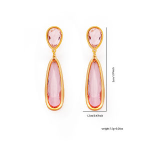ENSHIR 316L Stainless Steel Colorful Zircon Droplet Shaped Earring for Women Simple Temperament Jewelry Gifts Wholesale
