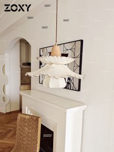 ZOXY | French Cream Style Vintage Charm Scandinavian Pendant Light fabric